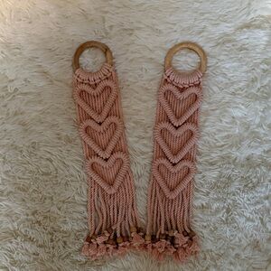 Elegant Pink Heart Macrame Wall Hanging